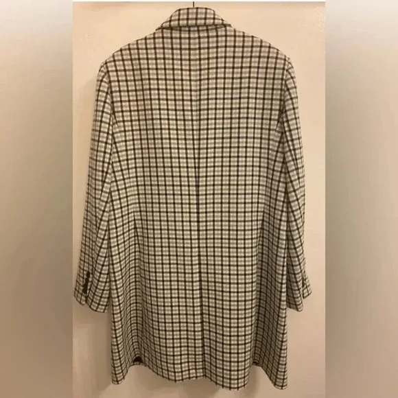 Club Monaco Heleni Plaid Coat Blue Ivory Multi Size Extra Large